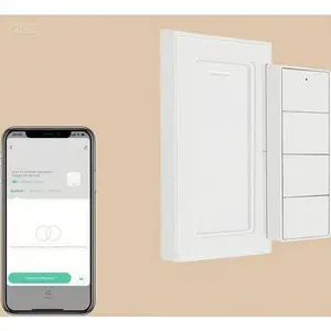 4-Way Smart Home Remote Switch, Wireless Zigbee Scene Controller for Home Automation, Compatible with Tuya Hub, Home Assistant, Homey, Hubitat, Reusable Easy Setup Button for Smart Devices adjustable  door  hinge door stopper