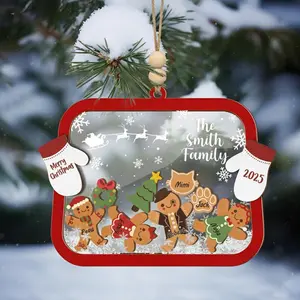 Personalized Family Member Shaker Ornament, Cookie Ornament, Family Ornament, Gingerbread With Hat Family Christmas