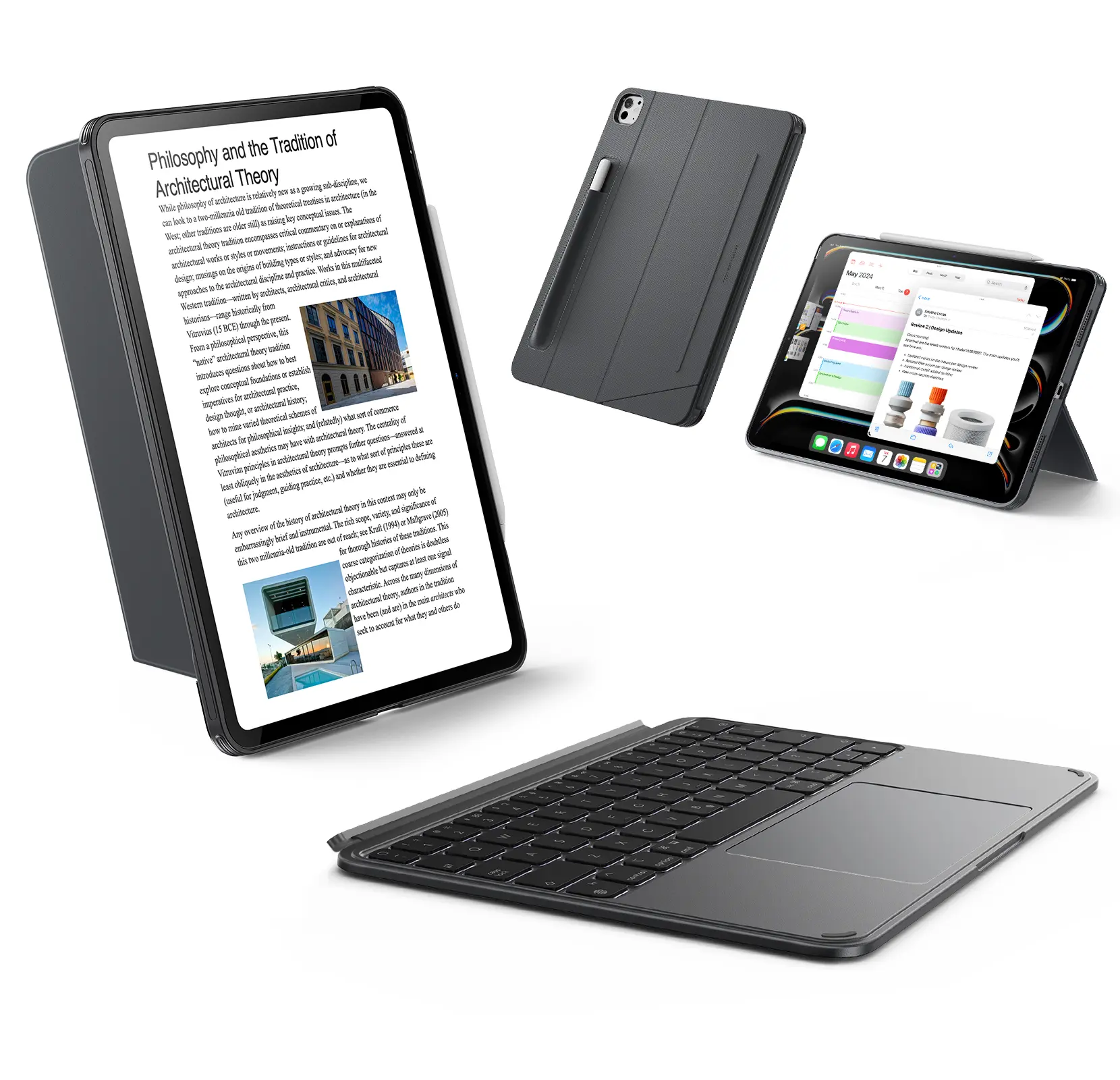 ESR Detachable Keyboard Case, Magnetic Detachable Keyboard for iPad, Portrait/Landscape Modes, Large Click-Anywhere Trackpad, Backlit Keys, Shift Series