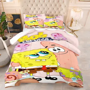 SpongeBob SquarePants Printed Pattern Quilt, Includes 1 Quilt and 1 or 2 Non Core Pillowcases, Suitable for Home or Dormitory Decoration, Perfect as a Gift