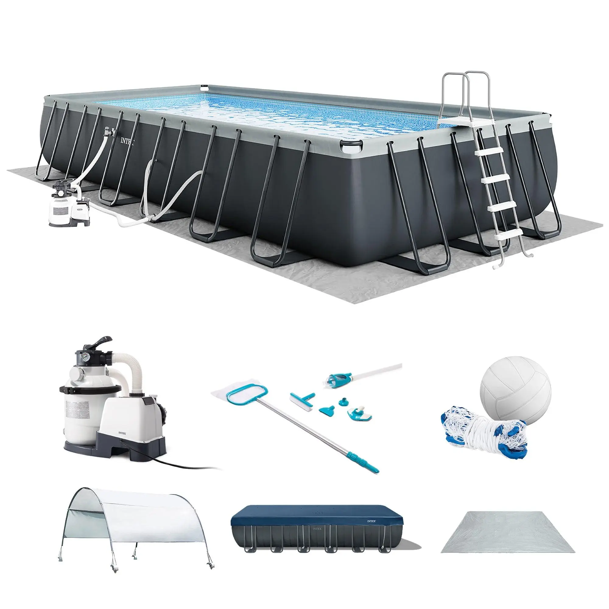 INTEX 26367EH 24' x12' x52" Rectangular Ultra XTR Frame Swimming Pool with Pump INTEX 26367EH 24' x12' x52" Rectangular Ultra XTR Frame Swimming Pool with Pump