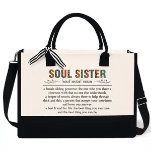 Soul Sister Tote Bag - Christmas Gifts For Friends, Birthday Gifts, Friendship Gifts For Women Friend, BFF, Work Besties Christmas Gift Ideas - 13 oz Canvas Tote Bag With Zipper