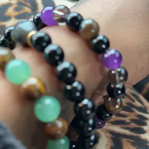 Crystal Beaded Bracelets for Women and Men - Tiger Eye, Obsidian, Black Tourmaline Jewelry for Banquet Party - Money Attraction, Good Luck, Protection Bracelet Encouragement Gift for Her Elastic Band couple bracelet artificial bracelet Daily Wear