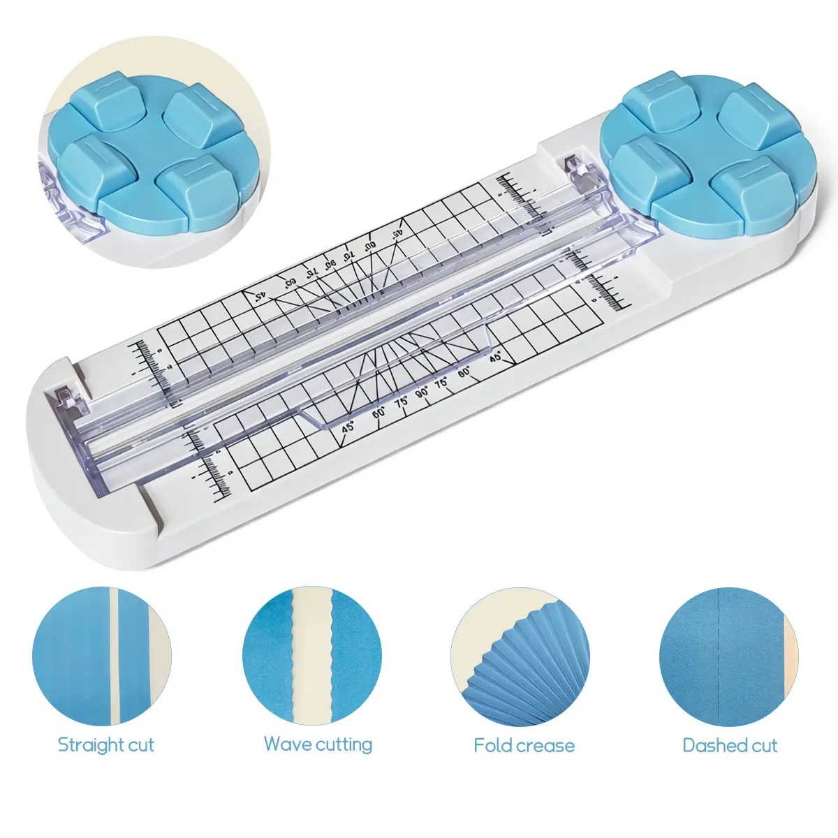 4-in-1 Paper Cutter & Trimmer for Straight, Wave,Perforated & Creasing| All-in-One Scrapbooking Tool for CraftPaper, Cardstock, Photos, Cards, Labels| Professional &Portable Paper Cutting Machine
