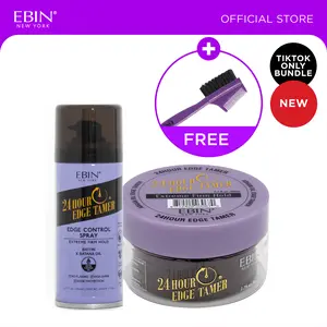 EBIN 24hr Edge Control (Firm hold) + Edge Control Spray bundle with Free Edge Brush | Extreme hold, Shine boosting, lightweight moldy
