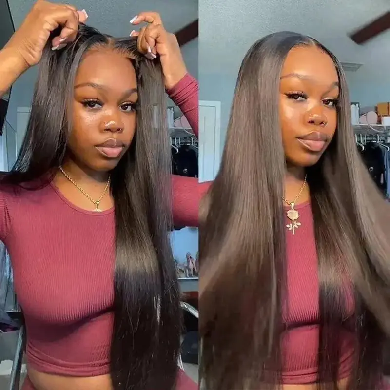 Bling Hair Glueless 5x5 6x4 HD Lace Closure Straight Wigs Human Hair Pre Plucked Pre Cut 7x5 9x6 HD Lace Glueless Wear And Go 180% Density 13x4 13x6 Lace Front Wigs Human Hair With Baby Hair Natural Black