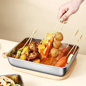 Stainless Steel Thickened Rectangular Serving Tray, Large Capacity Food Platter with Lid, Multi-Purpose Dish for Home Use, Dinnerware Sets