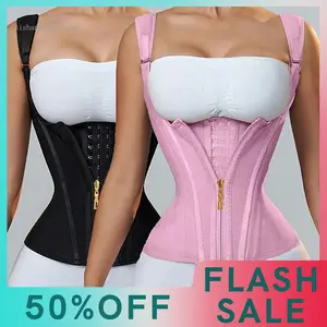&Waist Trainer Corset for Women |   Adjustable shoulder straps and steel frame support |   Double Compression Shaper with Zipper Closure |   Fashionable black, smooth latex fabric |   Vest for Control of Abdomen, Body S Womenswear Slim