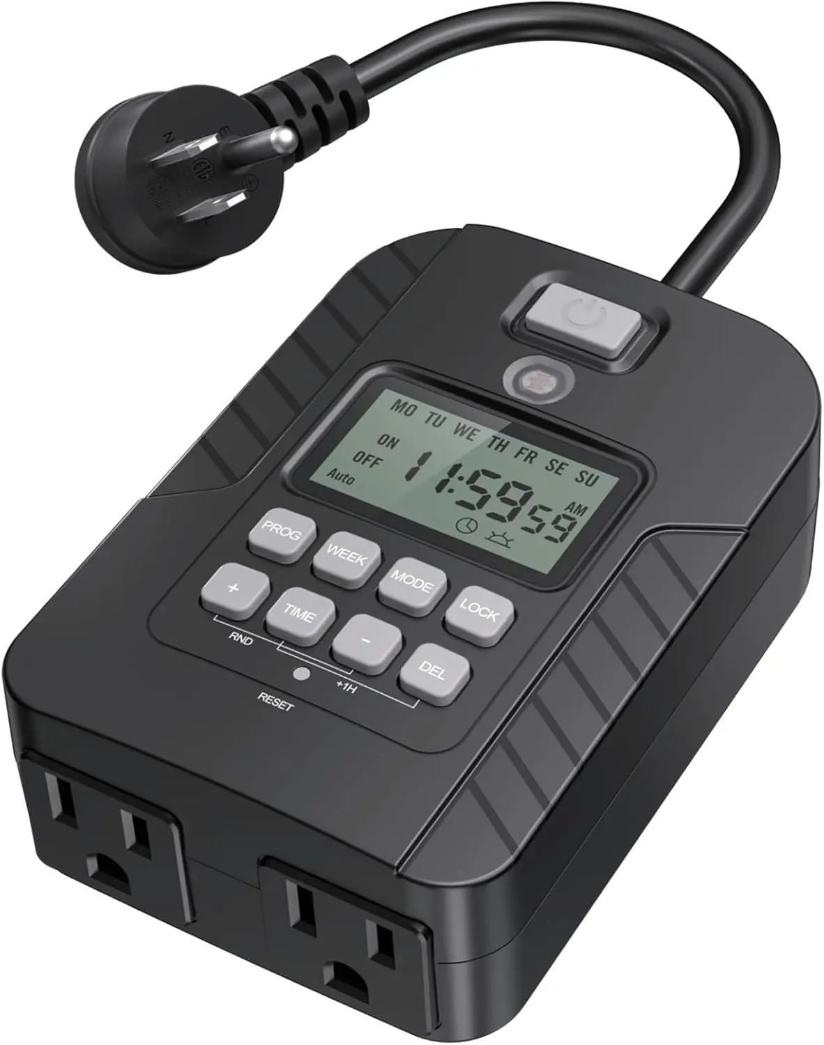 Outdoor Light Timer,  Digital Timer Outlet,  Countdown Timer Plug, 7 Day Programmable 24 Hours Electrical Timer, 2 Grounded Outside Timers for Christmas Lights, 15A 1/2HP