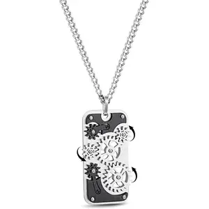Men's Steampunk Cyberpunk Mechanical Rotating Gears Pendant Necklace - Stainless Steel Fidget Accessory with 24" Steel Chain, Daily Interactive Gift Necklaces,summerwins