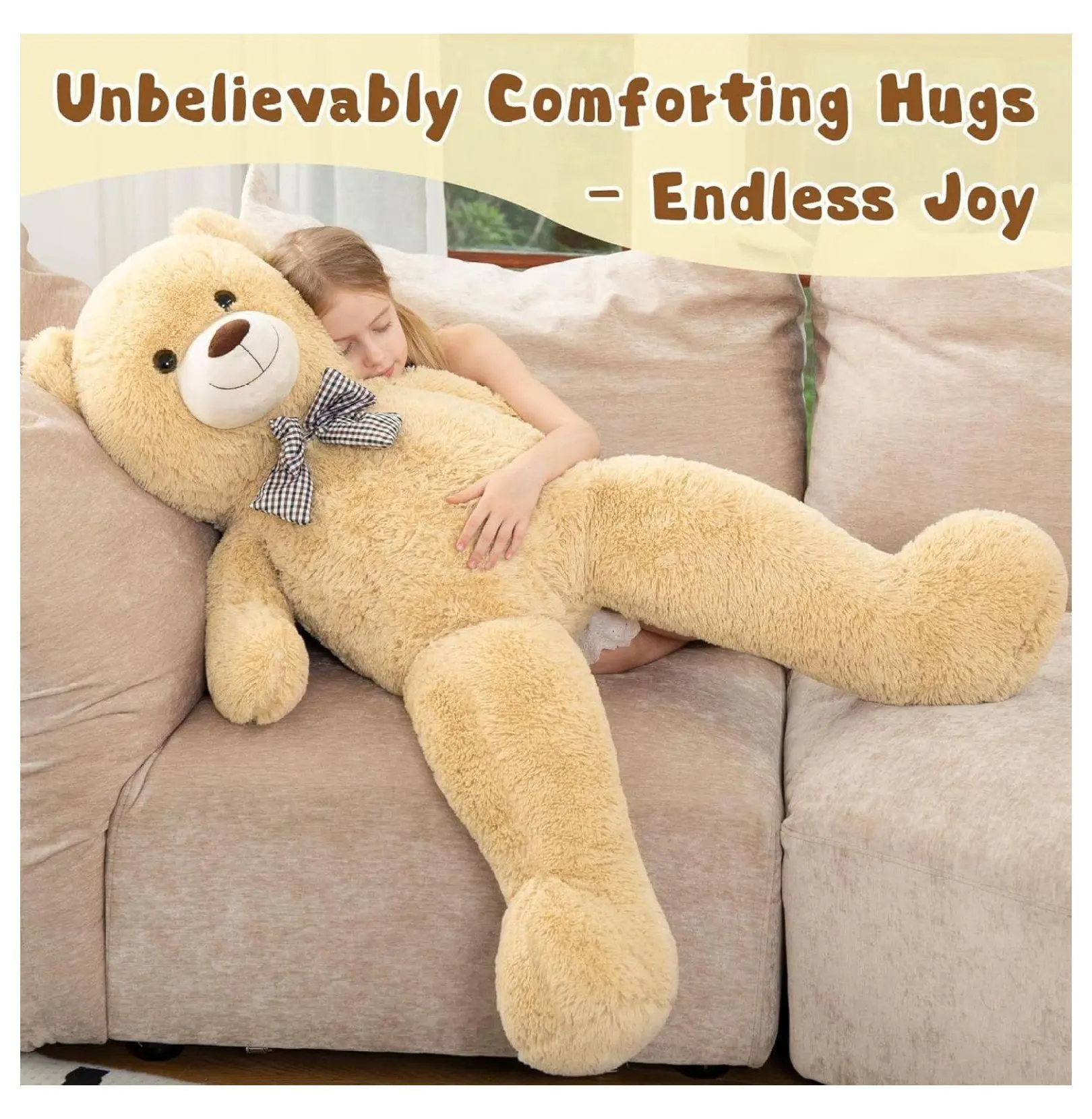 Giant Teddy Bear 47 Inch, Large Plush Bear Stuffed Animal - 4 Foot Brown Teddy Bear for Kids, Girlfriend, Boyfriend Gifts, Birthday, Baby Shower, Home Decor