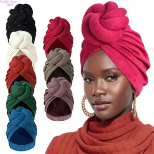 Women’s New Solid‑Color Ethnic‑Inspired 3D Twisted Knotted Turban Head Wrap, Stylish Elastic Decorative Headwear, Soft Versatile Hair Accessory, Perfect for Daily Wear, Casual Outings, Party Occasions and Bohemian‑Chic Fashion Styling