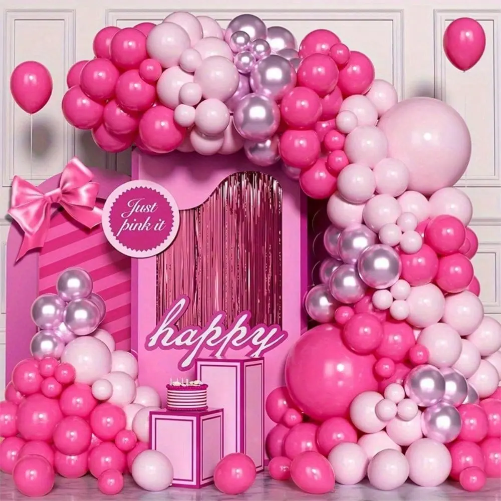 114-Pack Pink Balloon Garland Set, Rose Pink & Metallic Pink Balloons Arch Kit for Wedding, Engagement, Birthday, Bridal Shower, Baby Shower, Anniversary, Graduation, Valentine's Day, Photo Backdrop