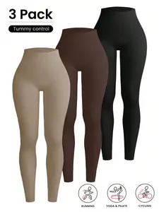 YMZFITTING 3-Pack Ribbed Leggings for Women – High Waisted Tummy Control, No See-Through, Perfect for Yoga, Running & More