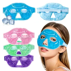 1pc Gel Bead Half Face Mask Cover, Cooling and Heating Dual Function, Home Spa Relaxation, Reusable Ice Mask, Skin Mask, Adjustable Strap Hollow Eye Cover, Half Face Design with Hollow Eyes, Adjustable Tension Band for Comfort Fit