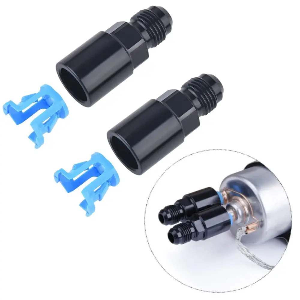 2 PCS Fuel Injector Connector Conversion Kit - 6AN Male to 3/8in & 5/16in SAE Quick Disconnect Female Push-On EFI Fuel Rail Metal Quick Connect Adapter