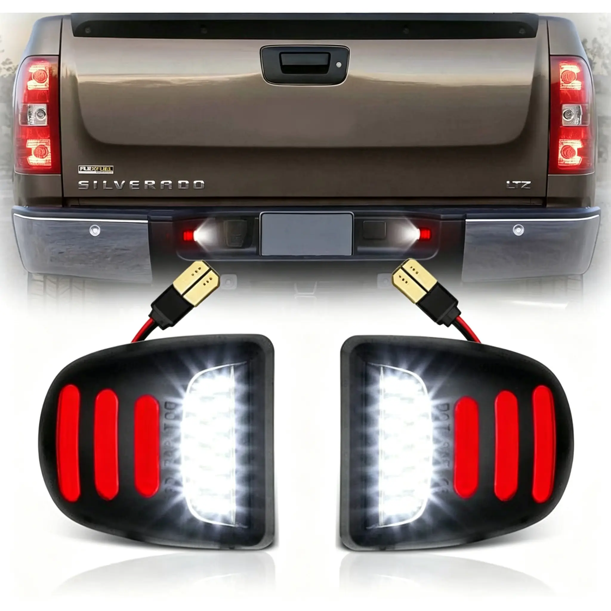2Pcs Waterproof LED Neon Tube License Plate Lights - Anti-Flicker, Durable Automotive Car Light with Snap-In Plug-and-Play Install, LED SMDS, Night Visibility for Chevy Suburban, GMC Trucks - Vehicle Accessories, Snap-In Install