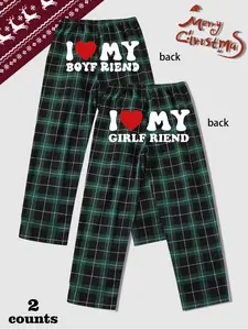Couple Pajama Pants, Plaid Print Sleepwear, Comfortable Casual Nightwear, Best Gift for Couples, All Seasons