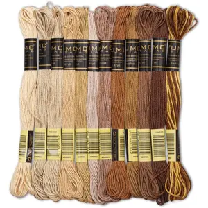 12 Pieces Premium Embroidery Thread 100% Egyptian Cotton Premium Skeins Cross Stitch Embroidery Floss Oeko TEX Certified Stranded Cotton Brown Tones