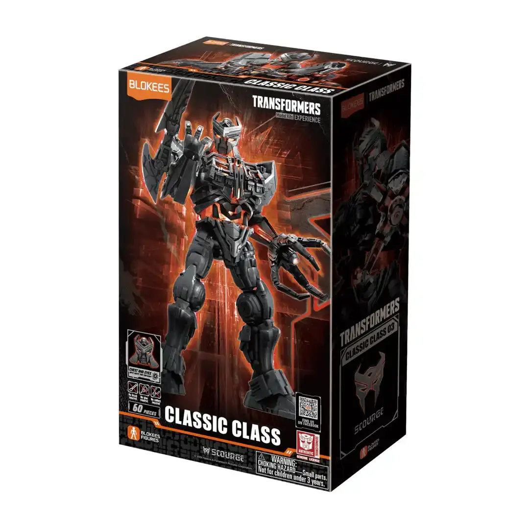 Blokees Transformers Classic Class 03 Scourge Model Building Kit, 4.3in DIY Building Model Collectibles with LED Lights & Dynamic Poses, Character Accessories for Hobby Enthusiasts, Building Block Model