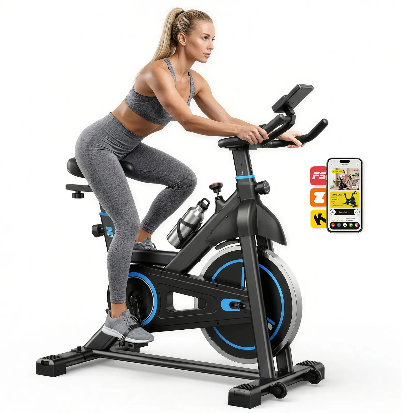 Exercise Bike with APP Control, Brake Pad Stationary Bikes with Quiet Magnetic Resistance, Indoor Cycling Spin Workout Bike with 300.0 Ibs Weight Capacity for Living Room, Home, Gym Exercise Bike with APP Control, Brake Pad Stationary Bikes with Quiet Magnetic Resistance, Indoor Cycling Spin Workout Bike with 300.0 Ibs Weight Capacity for Living Room, Home, Gym