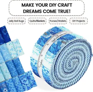 Newbrothread&Craftido-18 Options 100% Cotton Jelly Roll Fabric 40 Strips 2.5" x 44" Assorted Bundles for Quilting Crafting Sewing DIY Craft Home Colorblock Patchwork Jacquard