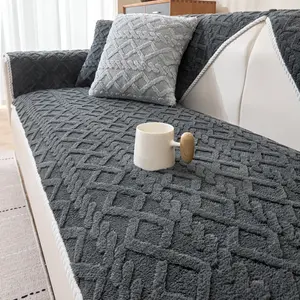 1pc Sofa Cover Plush Sofa Cushion Universal All Seasons, Modern Simple Design, Anti-Slip Durable, Pet Friendly Winter Warm, Sofa Slipcover