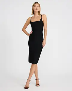 EXPRESS x bebe Square Neck Bandage Midi Sheath Dress