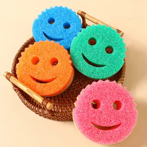 Popular Cartoon Sponge with Temperature Sensing for Kitchen Cleaning, Scrubbing Brush for Dishes and Pots, Magic Eraser Sponge Pad Absorbent Tool