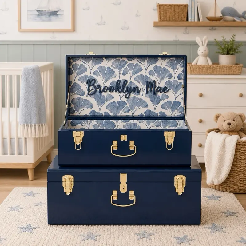 Keepsake Trunk Baby Wedding Shower Kids Nursery Home Decor Floral Flower Storage Bin Decoration File Office Children Toys Christmas Birthday Gift