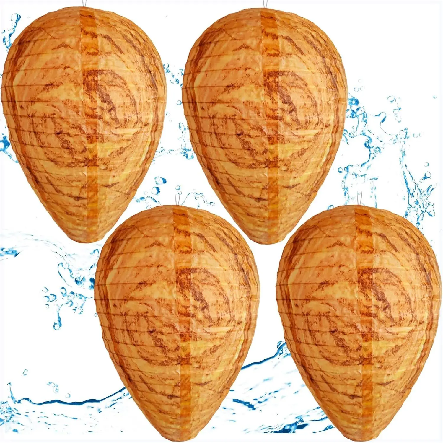 Wasp Nest Decoy, 4 Pack Hanging Fake Wasp Nest Outdoor, Fabric Material Waterproof Wasps and Hornets Decoys