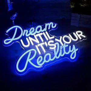 Dream Until It Is Reality Neon Led Sign, Letter Neon Signs for Wall Decor, Neon Lights with USB Powered for Bedroom, Office, Livingroom, Study. Modern Mood Lighting