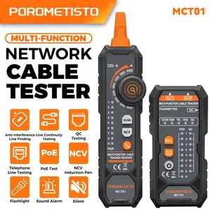 Network Cable Tester 60V Intelligent Live Ethernet LAN Network Wire Tracker,PoE Network Wire Checker,RJ11 Telephone Line Testing RJ45 Cable Tracer, NCV Induction Pen, Transmitter, Receiver, Sound Alarm, Network Cable Continuity Tester, Flashlight