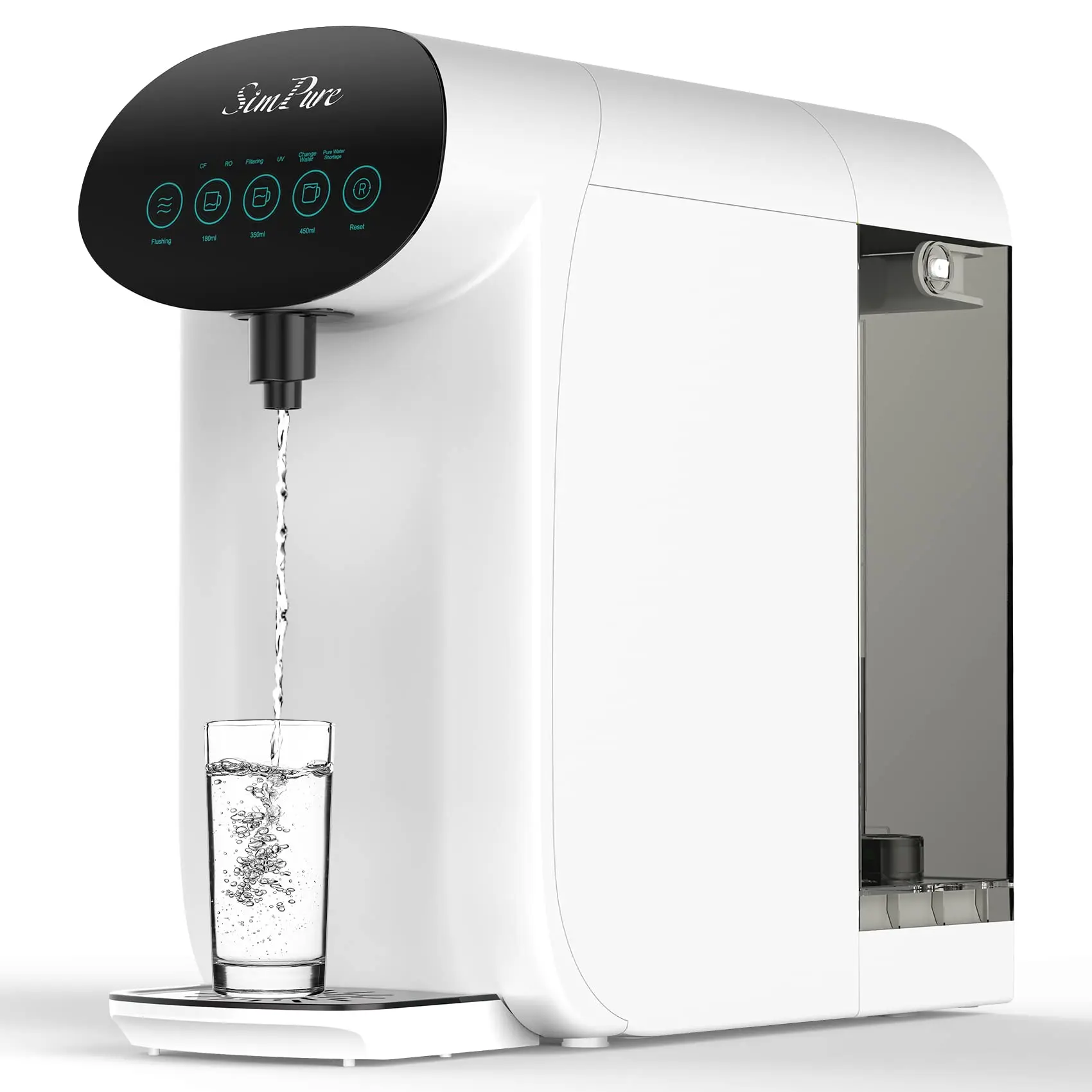 SimPure Y7P-W UV Countertop Reverse Osmosis Water Filter, NSF/ANSI 58 Certified, 5 Stage RO Water Filtration System, Water Purifier for Home, 4: 1 Pure to Drain, BPA Free (No Installation Required)