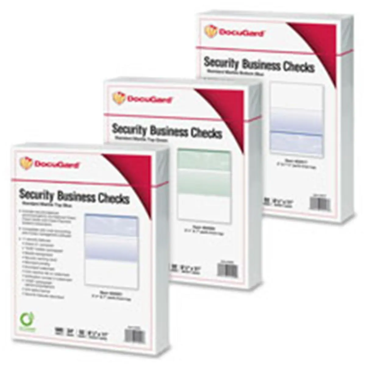 Docugard Security Business Checks, 1RM-CT, Marble Top-Green, 11 Security Features, Watermark, Anti-Splice Backer, Check-21 Compliance, Compatible with All Laser and Inkjet Printers