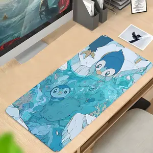 Cute Cartoon Penguin Large Gaming Mouse Pad,Aesthetic Desktop Drotection Pad,Washable Rubber Pad Non-Slip Lock Edge Multi-Size Mouse Pad Suitable For Home Office,Office Desk Accessories,Good Gift for Family and Friends
