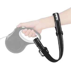 PetBonus Dog Leash Wrist Strap, Safety Strap for Retractable Leash, Lockable Reflective Short Dog Walking Lead with Adjustable Soft Padded Handle, Extra Layer Security for Pet Stroller