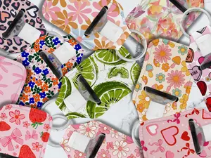 Cute Floral Flowers, Retro Boho, Y2K Pattern Hand Sanitizer Holder for Keychain, Keychain Gift, Flower Pattern, Keychain Accessories