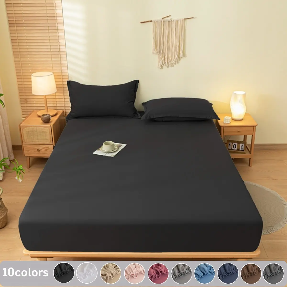 3pcs Solid Elastic Fitted Sheet Set, Breathable Sheets, Full Coverage Non-Slip Mattress Protector, Deep Pocket Fits 5-30cm Mattress, Soft Breathable Durable Bedding, Bed Sets Supplies, Wrinkle-Free and Fade-Resistant