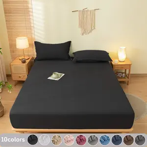 3pcs Solid Elastic Fitted Sheet Set, Full Coverage Non-Slip Mattress Protector, Deep Pocket Fits 5-30cm Mattress, Soft Breathable Durable Bedding, Wrinkle-Free and Fade-Resistant