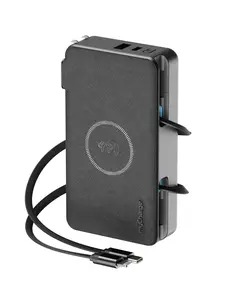 RetractaCharger 10K – 1 USB-C & Lightning Cable – Qi Wireless – With Wall Plug