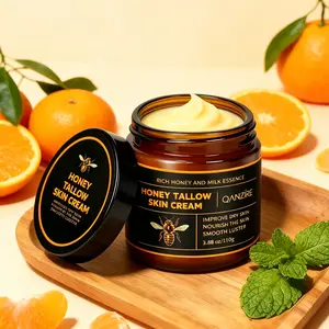 Tallow Honey Balm, Beef Tallow for Skin, Moisturizer with Organic Grass-Fed Beef Tallow Balm Raw Honeys and Beeswax, Suitable for All Skin Types