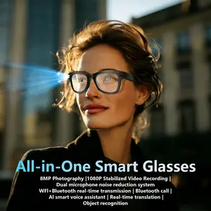 Multifunctional  AI Smart Glasses with Camera, 1080P Video Recording, Real-Time Translation, Bluetooth Open-ear Audio, Voice Assistant, Hands-Free Calls, Recording & Vlog, Smart Travel Glasses , hey cyanglasses  , intelligent