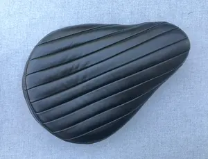 Harley Chopper Bobber Triumph Knucklehead Vintage Bates Style Top Grain Natural Genuine Black Leather Tuk & Roll Solo Seat