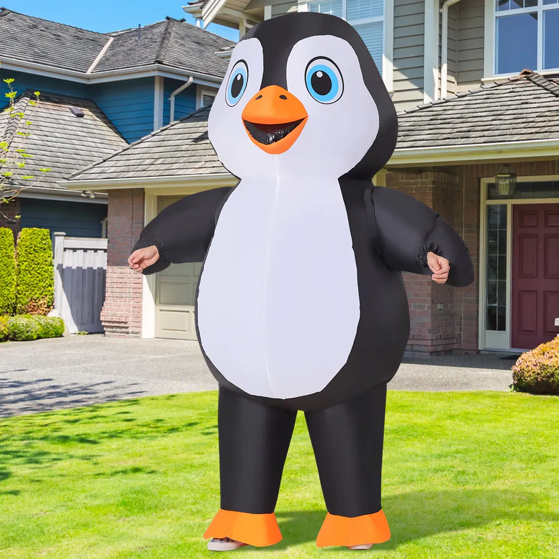 GOOSH 72in Adult Penguin Inflatable Costume, Full Body Polyester Cartoon Character Outfit with Blower for Halloween, Comic Con & Holiday Parties, Inflatable Suit, Cosplay Gear, Personalized, Drawstring, Party, Powerful Blower, Realistic Print, Waterproof