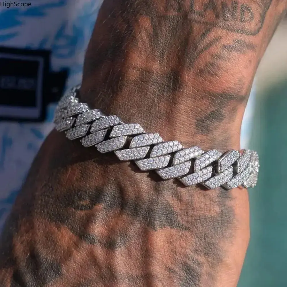 14MM Iced Out Cuban Link Bracelet, Chunky Miami Hip Hop Style with Rhinestones, Unisex Fit for All Seasons, Bangle, Casual Wear, Bracelets, Hip Hop Wear, Chunky Link, Iced Out Look, Jewelry, Chunky Links