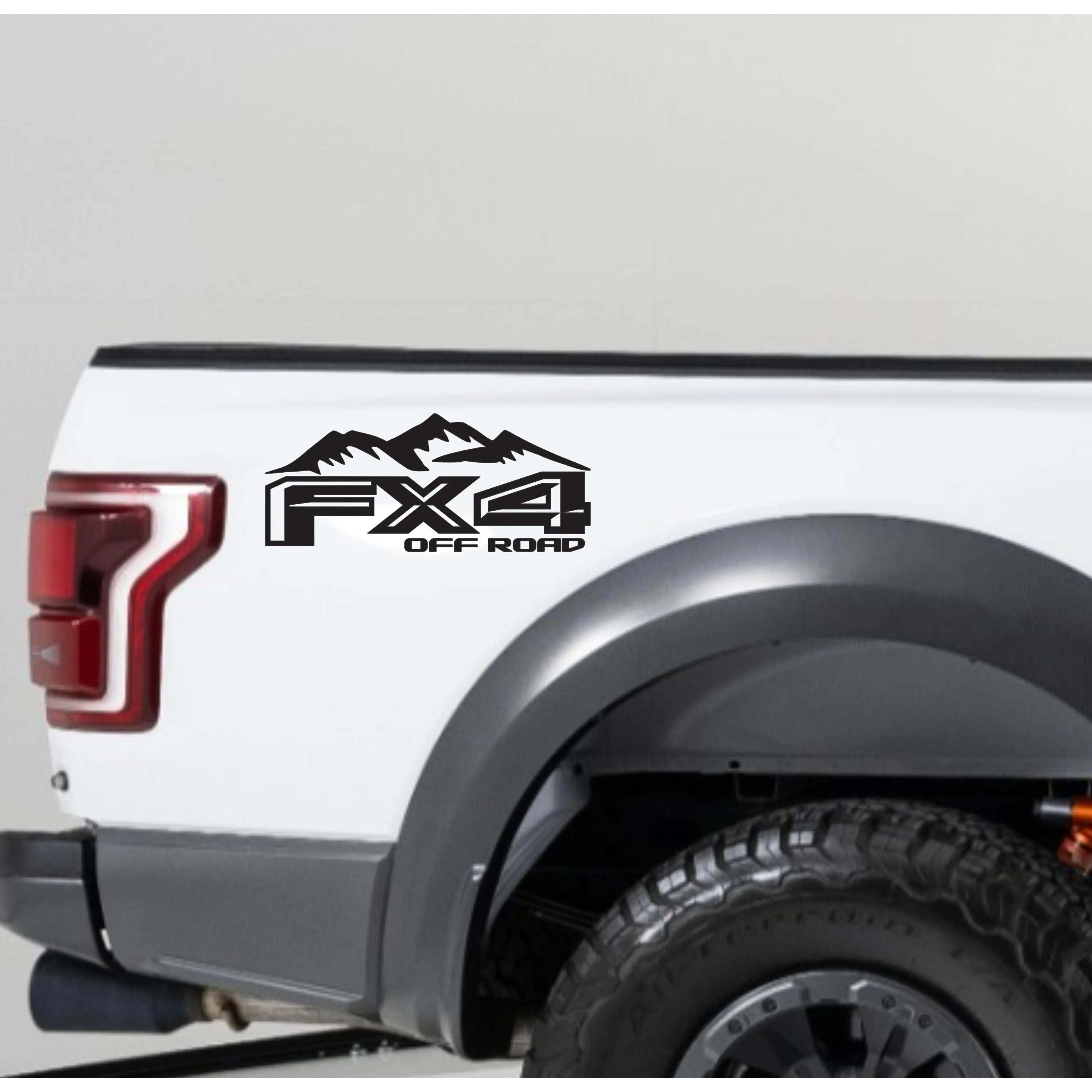 FX4 OFF ROAD Mountain Decal Sticker Ford Fx4 Series, Maverick, Ranger F150, F250, F350 Bedside Decal. Rocky Mountain, Set of Two(2)
