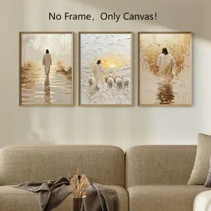 3 Pieces Religious Faith Wall Decor Jesus Christ Christian Art Print Posters Lamb Shepherd Canvas Painting Living Room Bedroom Decor No Frame