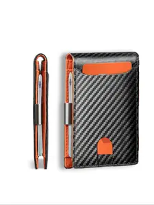 Men's Slim Carbon Fiber Wallet with Microfiber Lining, Casual Style, Business Minimalist Bifold, Synthetic Leather Credit Card Holder, Multiple Slots, Zippered Cash Pocket, Pen Loop, Wallet Cards Storage, Business Wallets