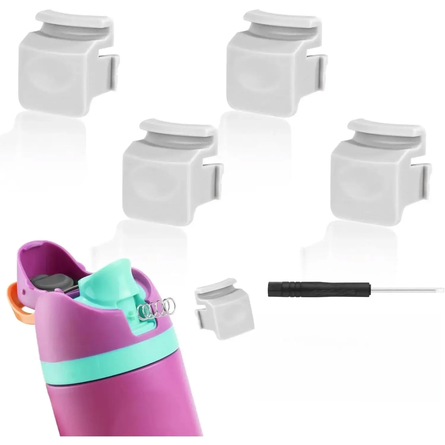 4pcs BPA-Free Replacement Buttons for Owala FreeSip & 19/24/25/32/40oz Bottles, Lid Mouth Push Switch Parts for Sports Water Bottles, Cup & Mug Accessories (Sports & Outdoor Drinkware)